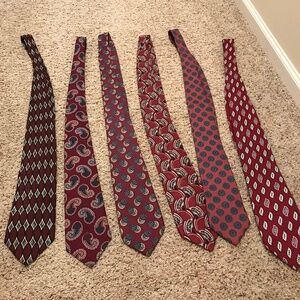6 red based neckties